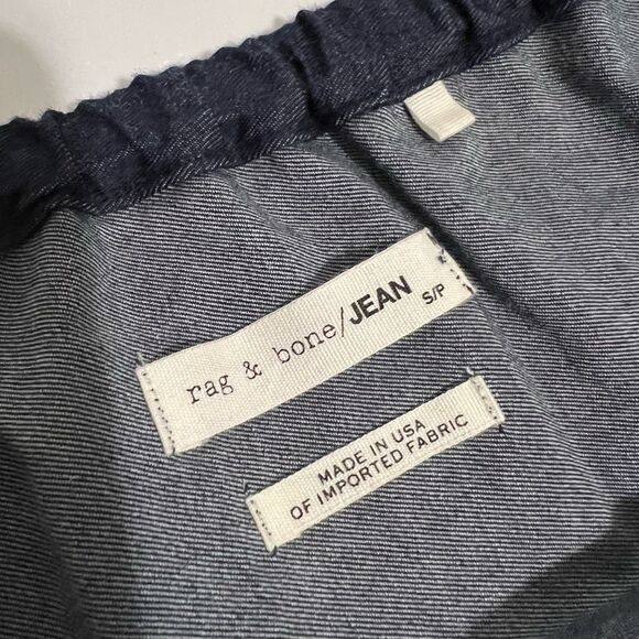 Rag & Bone Chambray Denim Off-Shoulder Mini-Dress Small Dark Blue - Picture 4 of 14